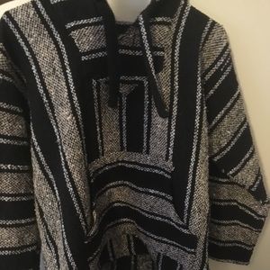 black & cream striped “drug rug” sweatshirt